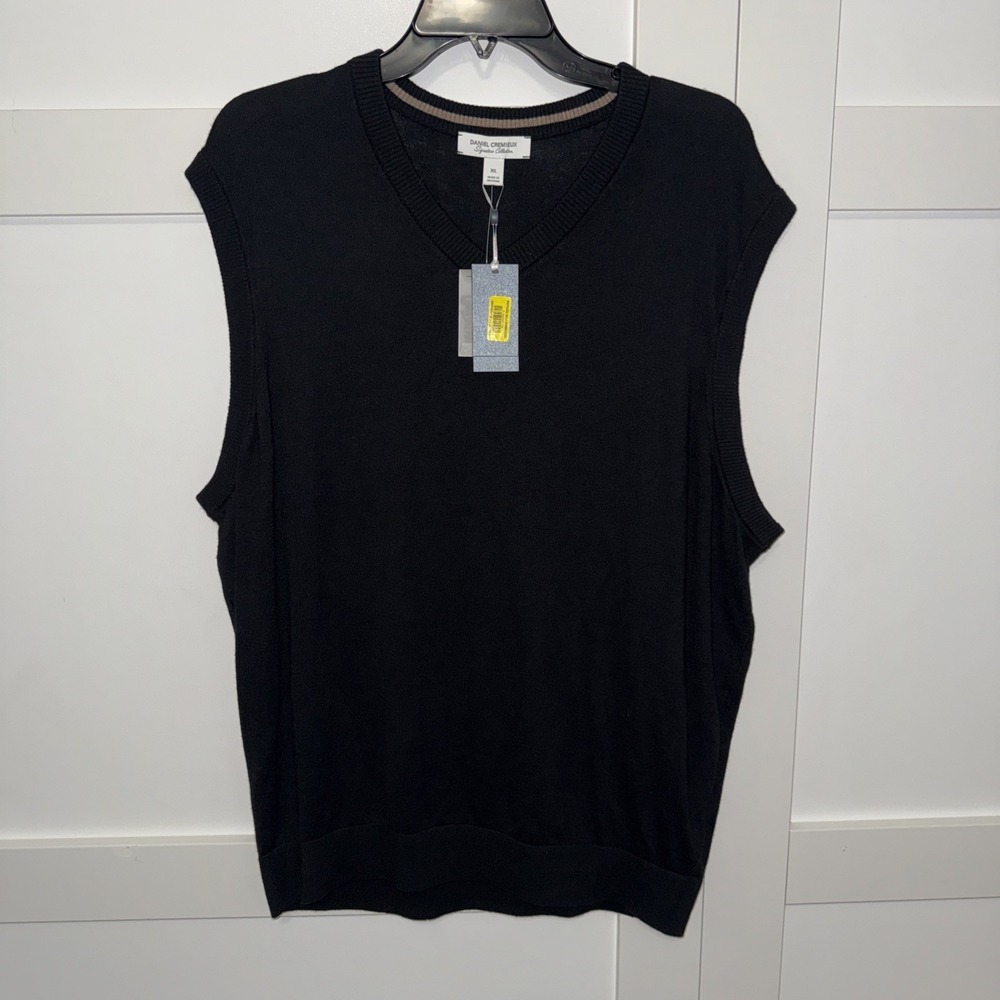 Daniel Cremieux Sweater Vest Men's XL Supima Cotton Cashmere Blend Black NWT